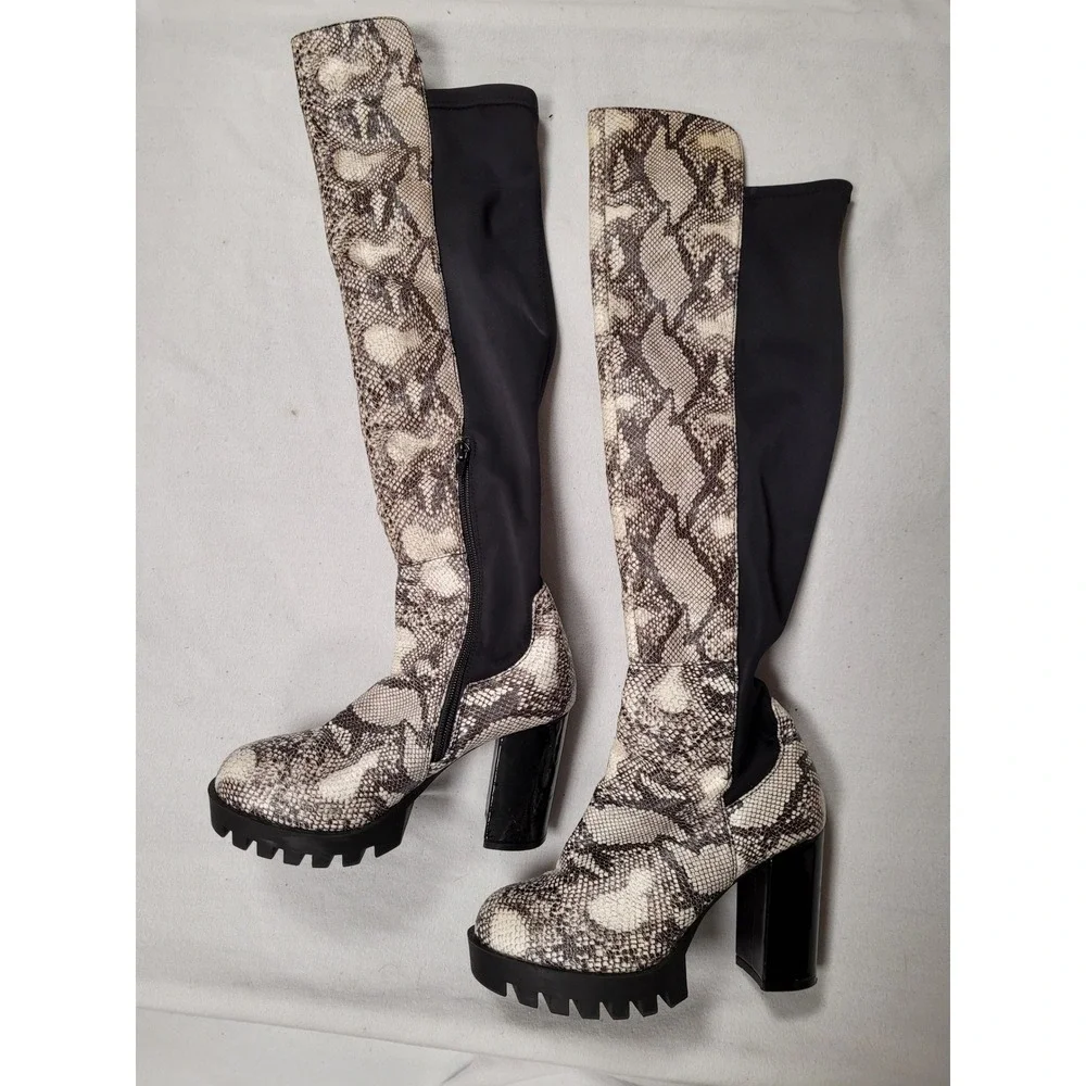 Womens Wild Diva Y2K BRATZ Inspired Faux Snake OTK Boots Chunky Platform Sz‎ 7